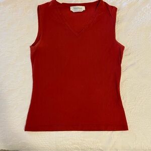 Max Mara sleeveless red tank top V-neck small